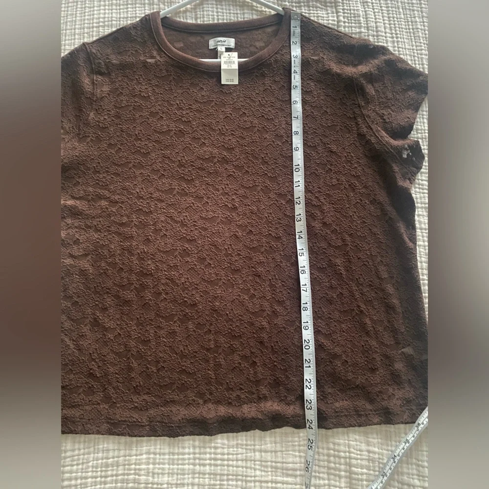 NWT Aerie Lace Vintage Short Sleeve Brown Top On Trend SZ L & XL Avail - Picture 7 of 11